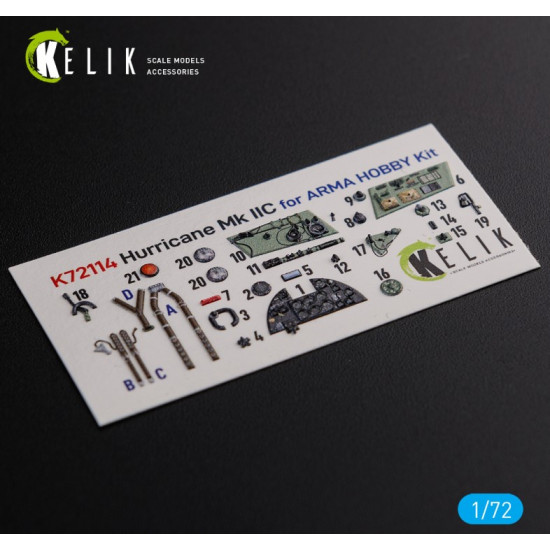 Kelik K72114 1/72 Hurricane Mk Iic Interior 3d Decals For Arma Hobby Kit