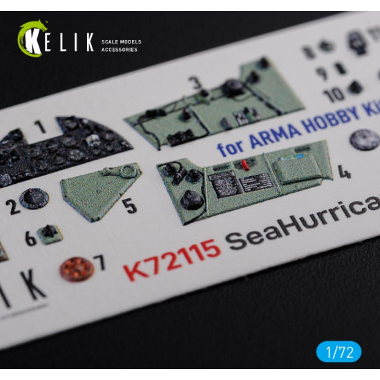 Kelik K72115 1/72 Sea Hurricane Mki Interior 3d Decals For Arma Hobby Kit