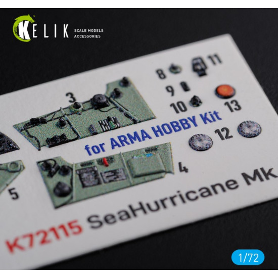 Kelik K72115 1/72 Sea Hurricane Mki Interior 3d Decals For Arma Hobby Kit