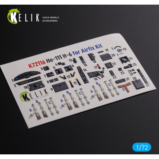 Kelik K72116 1/72 He 111 H6 Interior 3d Decals For Airfix Kit