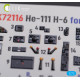 Kelik K72116 1/72 He 111 H6 Interior 3d Decals For Airfix Kit