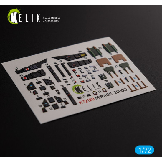 Kelik K72120 1/72 Mirage 2000d Interior 3d Decals Formodelsvit Kit