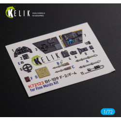 Kelik K72123 1/72 Bf109 F2 F4 Interior 3d Decals For Fine Molds Kit