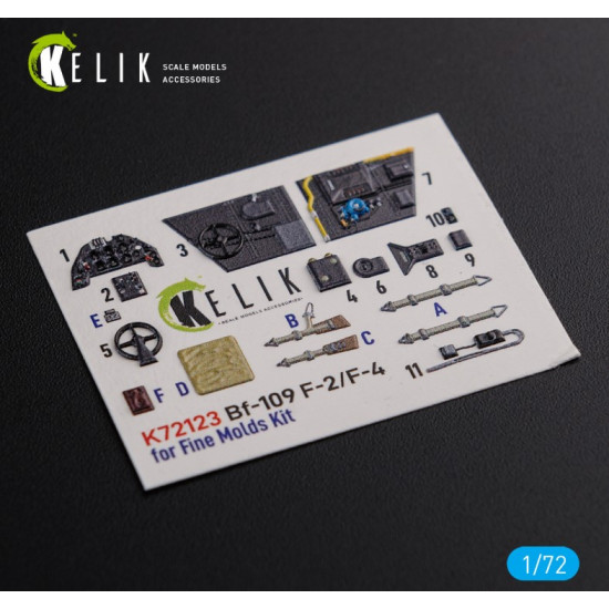 Kelik K72123 1/72 Bf109 F2 F4 Interior 3d Decals For Fine Molds Kit