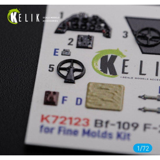 Kelik K72123 1/72 Bf109 F2 F4 Interior 3d Decals For Fine Molds Kit