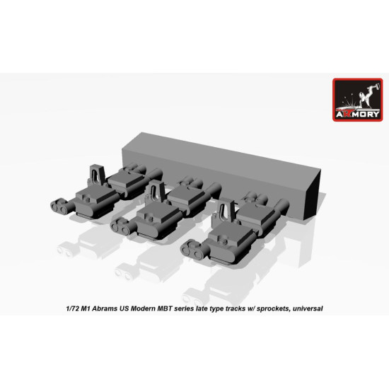 Armory Ac7334c 1/72 M1 Abrams Series Late Type Tracks Hollow Teeth W/ Drive Wheels