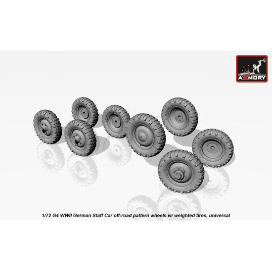 Armory Ac7340 1/72 Mercedes G4 Wheels With Weighted Tires, Off-road Pattern