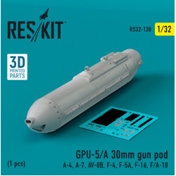 Reskit Rs32-0138 1/32 Gpu 5a 30mm Gun Pod 1pcs A4 A7 Av8b F4 F5a F16 Fa18 3d Printed