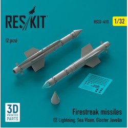 Reskit Rs32-0410 1/32 Firestreak Missiles 2 Pcs Ee Lightning Sea Vixen Gloster Javelin 3d Printed