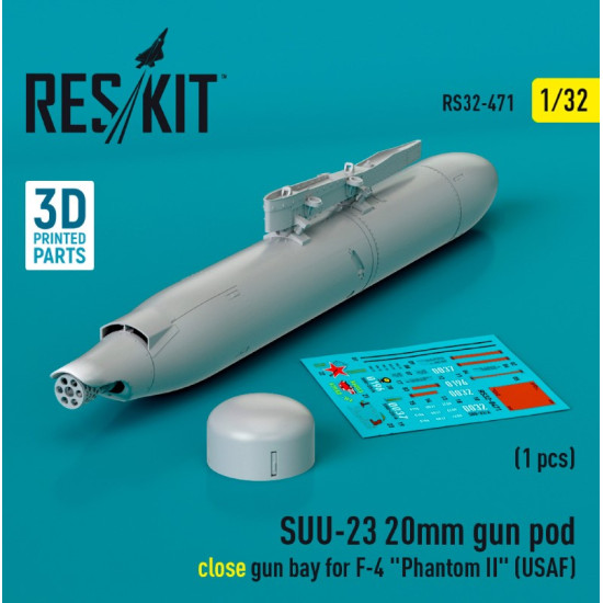 Reskit Rs32-0471 1/32 Suu 23 20mm Gun Pod Close Gun Bay For F4 Phantom Ii Usaf 1 Pcs 3d Printed