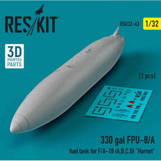 Reskit Rsu32-0063 1/32 330 Gallon Fpu8a Fuel Tank For Fa18 A B C D Hornet 1 Pcs 3d Printed