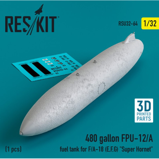 Reskit Rsu32-0064 1/32 480 Gallon Fpu12a Fuel Tank For F A18 E F G Super Hornet 1pcs 3d Printed