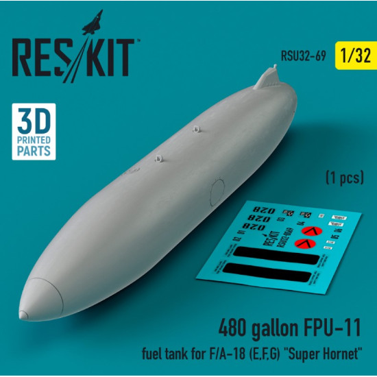 Reskit Rsu32-0069 1/32 480 Gallon Fpu11 Fuel Tank For Fa18 Efg Super Hornet 1pcs 3d Printed