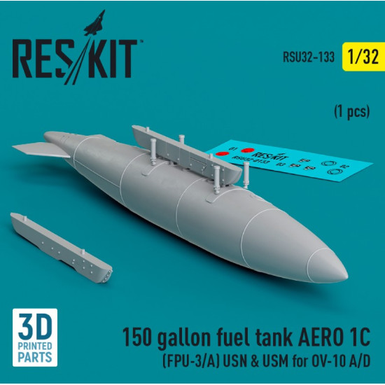 Reskit Rsu32-0133 1/32 150 Gallon Fuel Tank Aero 1c Fpu 3a Usn Usm For Ov10 Ad 1 Pcs 3d Printed