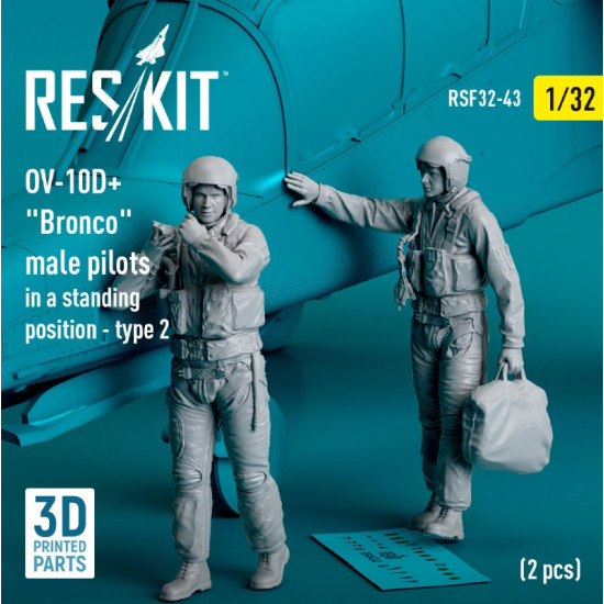 Reskit Rsf32-0043 1/32 Ov 10d Bronco Male Pilots In A Standing Position Type 2 2 Pcs 3d Printed