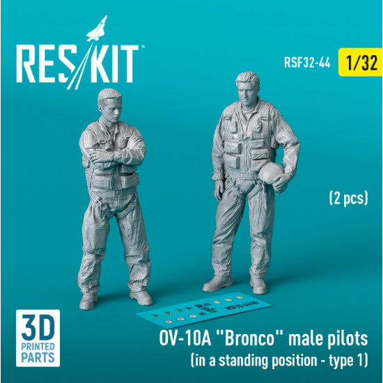 Reskit Rsf32-0044 1/32 Ov 10a Bronco Male Pilots In A Standing Position Type1 2pcs 3d Printed