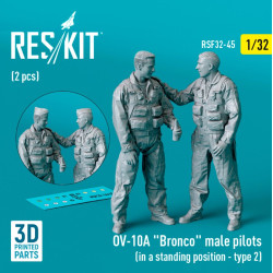 Reskit Rsf32-0045 1/32 Ov 10a Bronco Male Pilots In A Standing Position Type2 2pcs 3d Printed