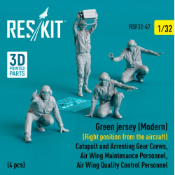 Reskit Rsf32-0047 1/32 Green Jersey Modern Right Position From The Aircraft Catapult And Arresting Gear Crews Air Wing Maintenance Personnel Air Wing Quality Control Personnel 4 Pcs 3d Printed