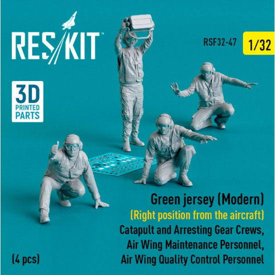 Reskit Rsf32-0047 1/32 Green Jersey Modern Right Position From The Aircraft Catapult And Arresting Gear Crews Air Wing Maintenance Personnel Air Wing Quality Control Personnel 4 Pcs 3d Printed