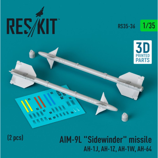 Reskit Rs35-0036 1/35 Aim 9l Sidewinder Missile Ah1j Ah1z Ah1w Ah64 2pcs 3dprinted