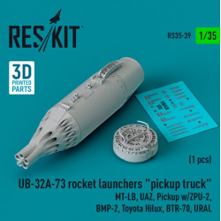 Reskit Rs35-0039 1/35 Ub 32a73 Rocket Launchers Pickup Truck 1pcs Mtlb Uaz Pickup W/Zpu2 Bmp2 Toyota Hilux Btr70 Ural 3d Printed