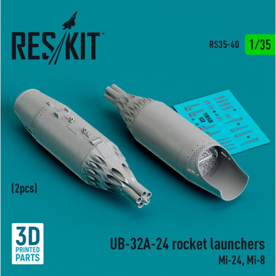 Reskit Rs35-0040 1/35 Ub 32a 24 Rocket Launchers 2pcs Mi24 Mi8 3d Printed