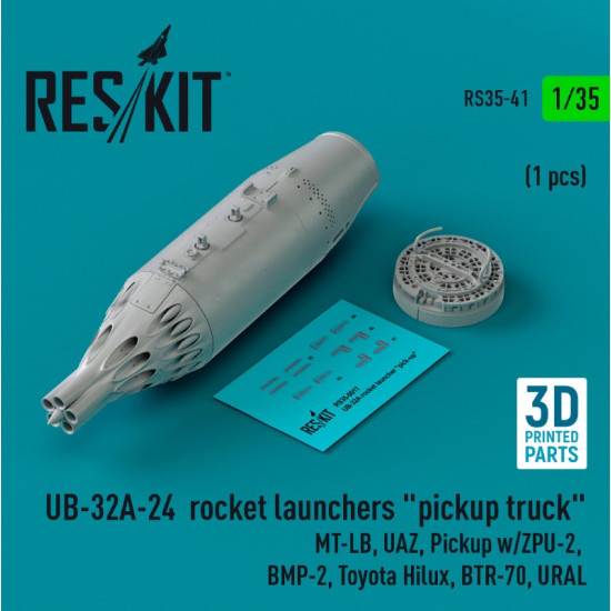 Reskit Rs35-0041 1/35 Ub 32a 24 Rocket Launchers Pickup Truck 1pcs Mt Lb Uaz Pickup W Zpu2 Bmp2 Toyota Hilux Btr70 Ural 3dprinted