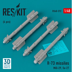 Reskit Rs48-0372 1/48 R73 Missiles 4pcs Mig29 Su27 3d Printed