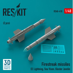 Reskit Rs48-0410 1/48 Firestreak Missiles 2pcs Ee Lightning Sea Vixen Gloster Javelin 3d Printed