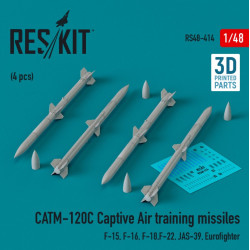 Reskit Rs48-0414 1/48 Catm120c Captive Air Training Missiles 4pcs F15 F16 F18 F22 Jas39 Eurofighter 3d Printed