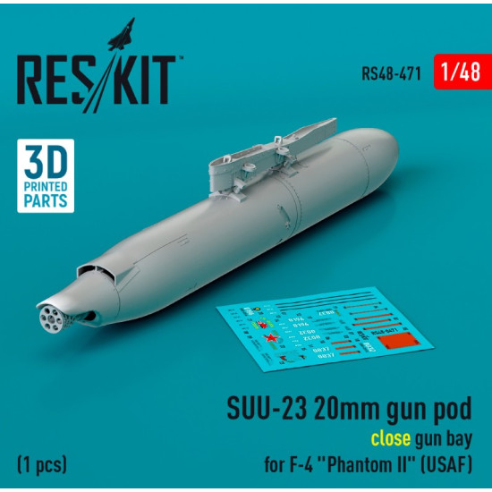 Reskit Rs48-0471 1/48 Suu 23 20mm Gun Pod Close Gun Bay For F4 Phantom Ii Usaf 1pcs 3d Printed