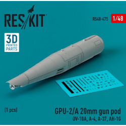 Reskit Rs48-0475 1/48 Gpu 2a 20mm Gun Pod 1pcs Ov 10a A4 A37 Ah 1g 3d Printed