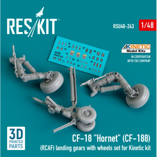 Reskit Rsu48-0243 1/48 Cf18 Hornet Cf188 Rcaf Landing Gears With Wheels Set For Kinetic Kit 3d Printed