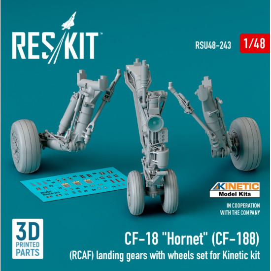 Reskit Rsu48-0243 1/48 Cf18 Hornet Cf188 Rcaf Landing Gears With Wheels Set For Kinetic Kit 3d Printed