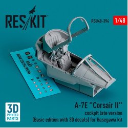 Reskit Rsu48-0394 1/48 A7e Corsair Ii Cockpit Late Version Basic Edition With 3d Decals For Hasegawa Kit 3d Printed