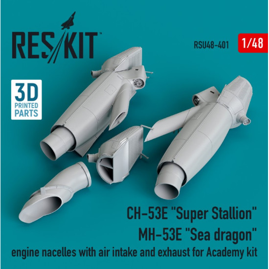 Reskit Rsu48-0401 1/48 Ch53e Super Stallion Mh53e Sea Dragon Engine Nacelles With Air Intake And Exhaust For Academy Kit 3d Printed