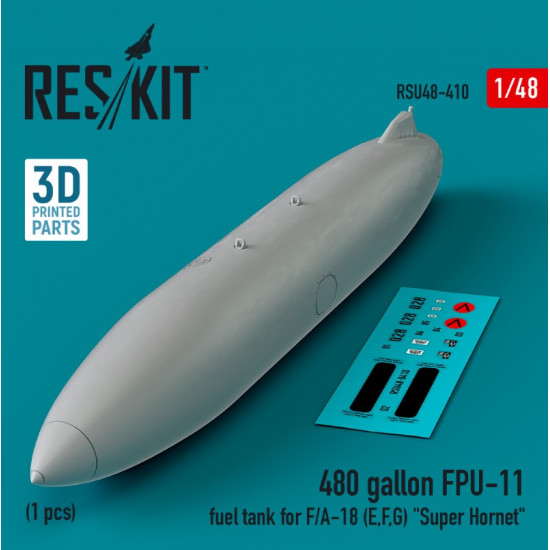 Reskit Rsu48-0410 1/48 480 Gallon Fpu11 Fuel Tank For Fa18 E.f.g Super Hornet 1pcs 3d Printed