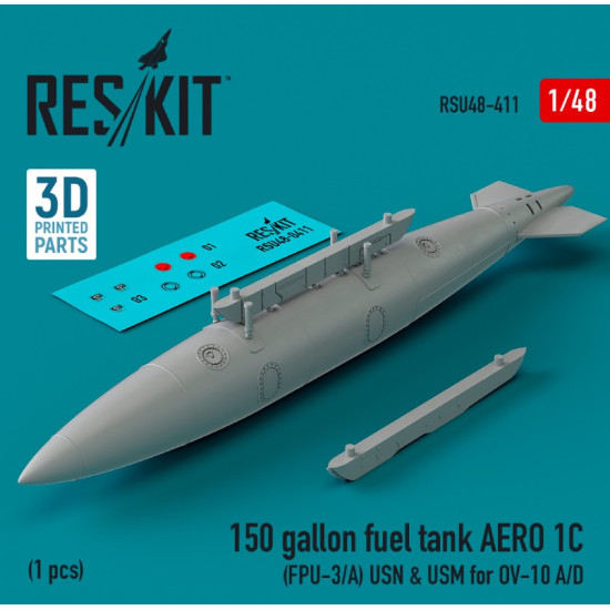 Reskit Rsu48-0411 1/48 150 Gallon Fuel Tank Aero 1c Fpu 3a Usn Usm For Ov 10 Ad 1pcs 3dprinted