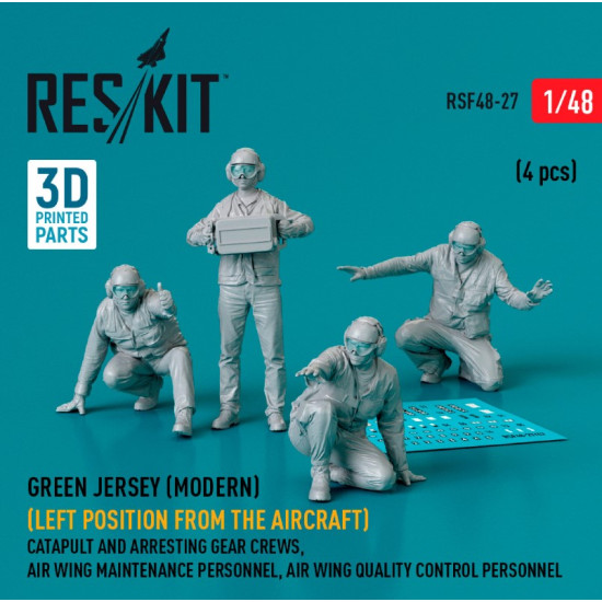 Reskit Rsf48-0027 1/48 Green Jersey Modern Left Position From The Aircraft Catapult And Arresting Gear Crews Air Wing Maintenance Personnel Air Wing Quality Control Personnel 4 Pcs 3d Printed