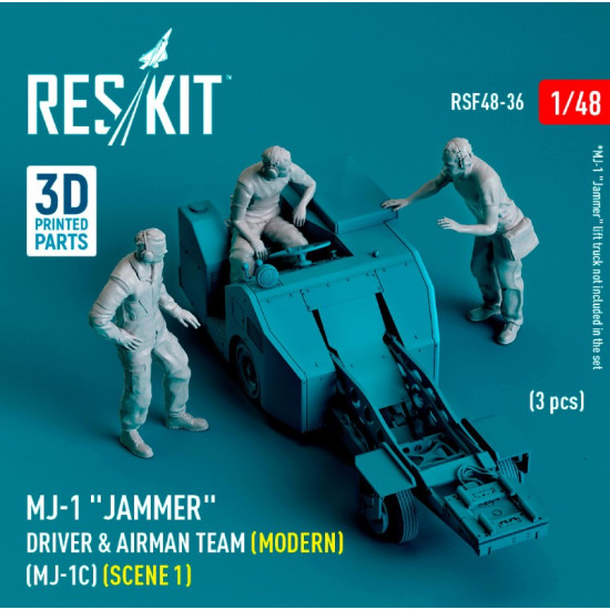 Reskit Rsf48-0036 1/48 Mj 1 Jammer Driver Airman Team Modern Mj 1c Scene1 3pcs 3d Printed