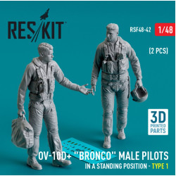 Reskit Rsf48-0042 1/48 Ov 10d Bronco Male Pilots In A Standing Position Type 1 2 Pcs 3d Printed