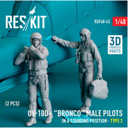 Reskit Rsf48-0043 1/48 Ov 10d Bronco Male Pilots In A Standing Position Type 2 2 Pcs 3d Printed