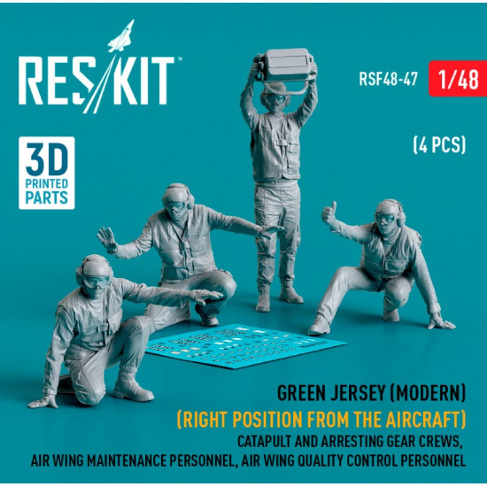 Reskit Rsf48-0047 1/48 Green Jersey Modern Right Position From The Aircraft Catapult And Arresting Gear Crews Air Wing Maintenance Personnel Air Wing Quality Control Personnel 4 Pcs 3d Printed