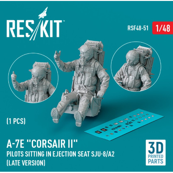 Reskit Rsf48-0051 1/48 A 7e Corsair Ii Pilot Sitting In Ejection Seat Sju 8a2 Late Version 3d Printed 1 Pcs