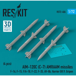 Reskit Rs72-0406 1/72 Aim 120c C7 Amraam Missiles 4 Pcs F16 F15 Fa18 F22 F35 Av8b Harrier Gr.9 Gripen 3d Printed