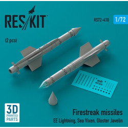 Reskit Rs72-0410 1/72 Firestreak Missiles 2pcs Ee Lightning Sea Vixen Gloster Javelin 3d Printed