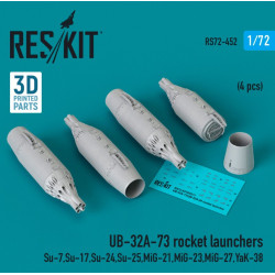 Reskit Rs72-0452 1/72 Ub32a73 Rocket Launchers 4 Pcs Su7 Su17 Su24 Su25 Mig21 Mig23 Mig27 Yak38 3d Printed