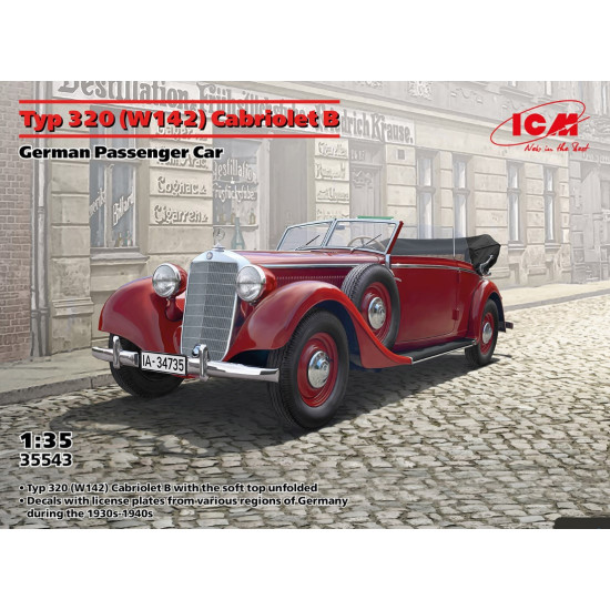 Icm 35543 1/35 Typ 320 W142 Cabriolet B German Passenger Car Plastic Model Kit