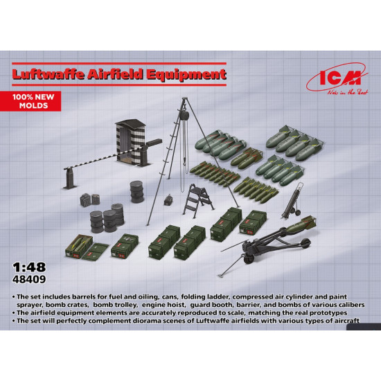 Icm 48409 1/48 Luftwaffe Airfield Equipment Plastic Model Kit