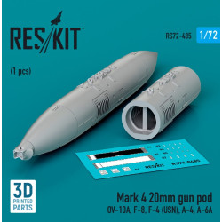 Reskit Rs72-0485 1/72 Mark 4 20mm Gun Pod 1pcs Ov 10a F8 F4 Usn A4 A6a 3d Printed